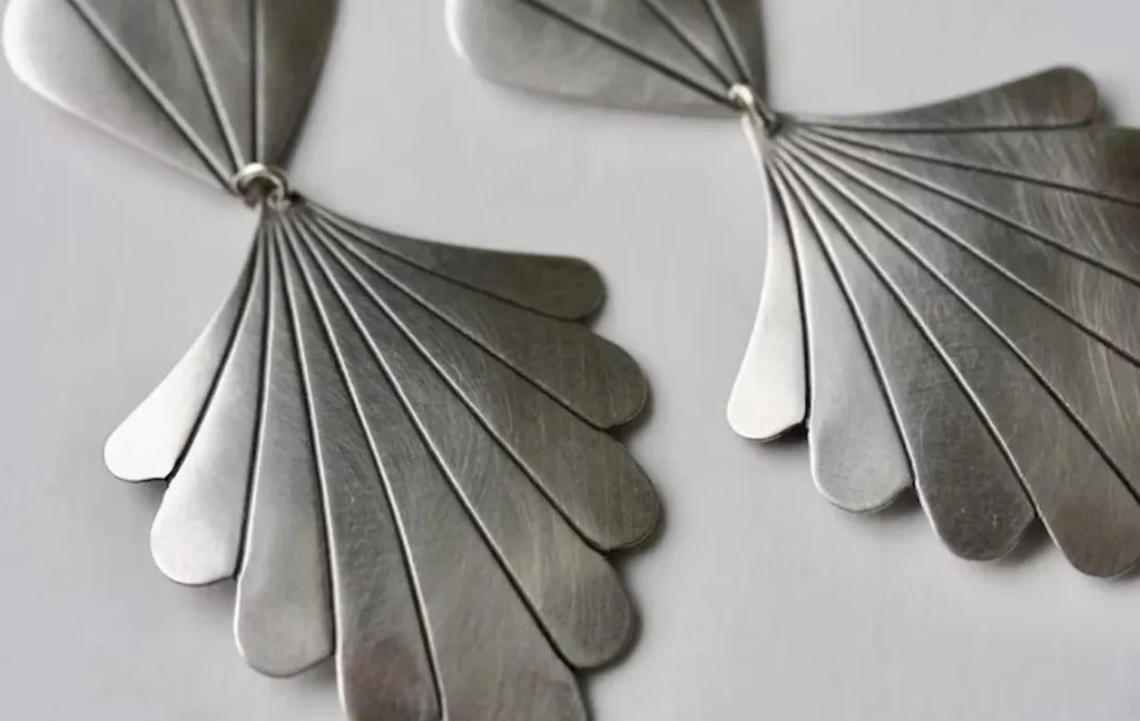Vintage Zinc Alloy Metal Palm Leaf Drop Earrings for Women Jewelry
