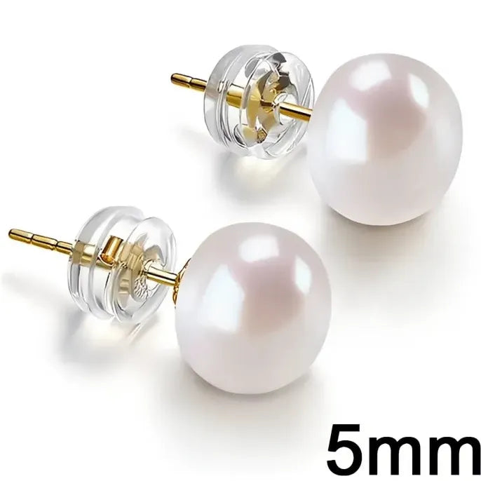 Simple Imitation Pearl Stud Earrings for Women Gold Color 5-10MM Dainty Trendy Jewelry