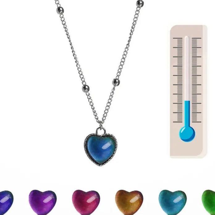 Mood Heart Necklace Color Changing Pendant Stainless Steel Jewelry for Women