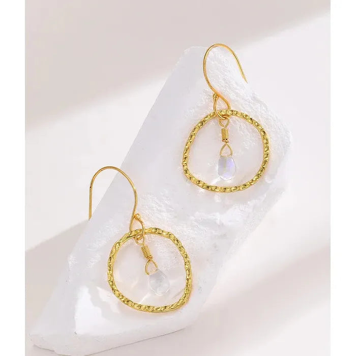 Irregular Circular Geometric Crystal Pendant Drop Earrings for Women Gold Party Jewelry