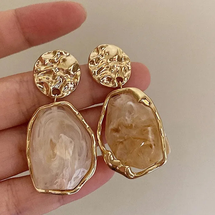 Korea 2026 Geometry Animal Zinc Alloy Resin Stud Earrings for Women Gift