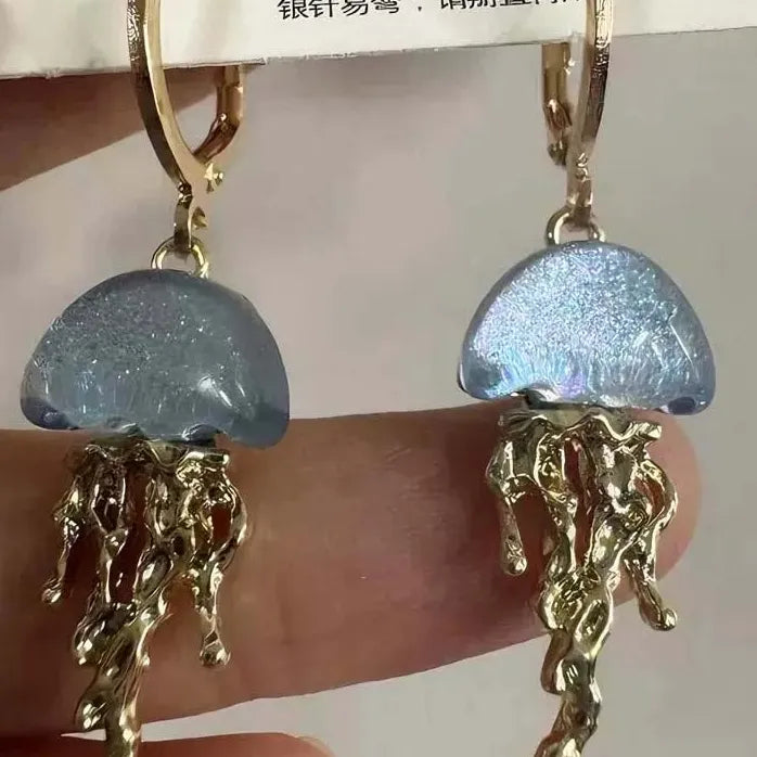 Blue Jellyfish Ocean Pendant Drop Earrings for Women Girls Jewelry Gift