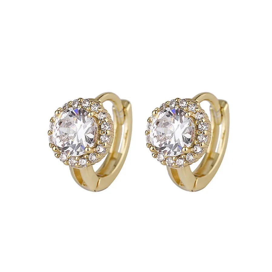 Dainty Geometric Hoop Earrings for Women with Cubic Zirconia Copper Alloy