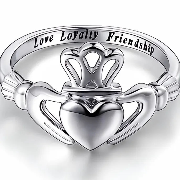 Brass Crown Hug Heart Shaped Engagement Ring for Women Jewelry