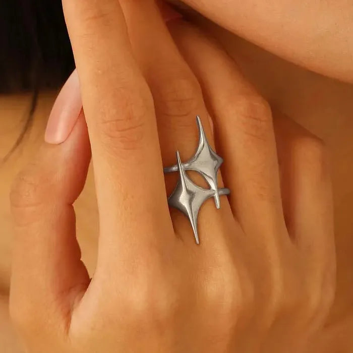 Adjustable Gold Star Stainless Steel Ring for Women Thin Fashion Jewelry