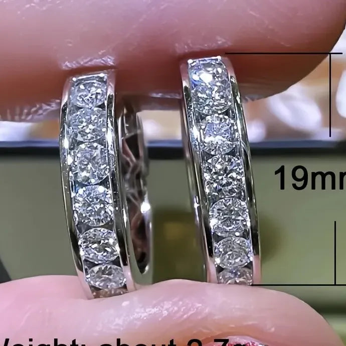 Sparkling Round CZ Copper Alloy Hoop Earrings Geometric Design for Women