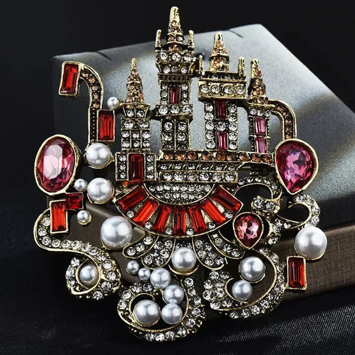 Classic Castle Brooch Pin Elegant Wedding Gift for Men and Women