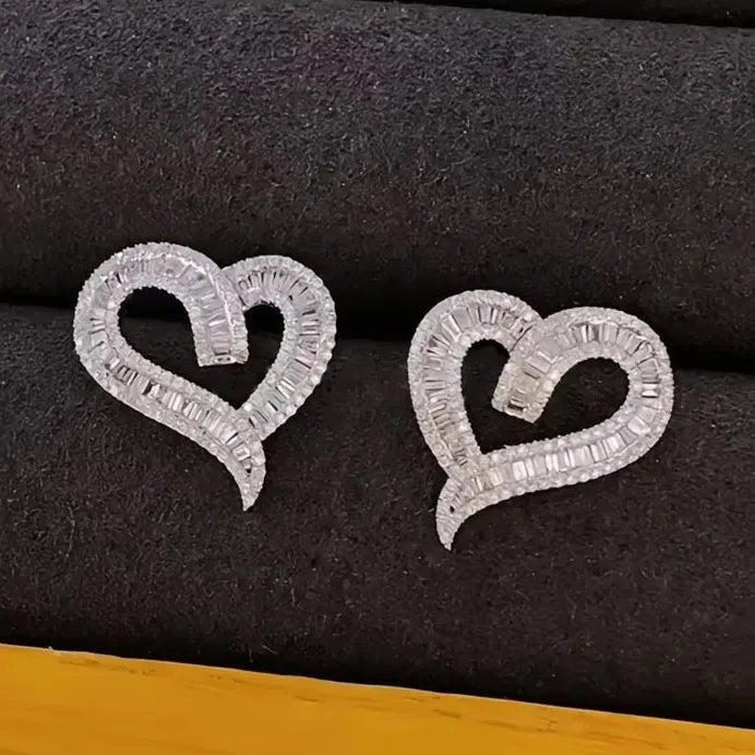 Luxury Heart Cubic Zirconia Stud Earrings for Women Elegant Gift Jewelry