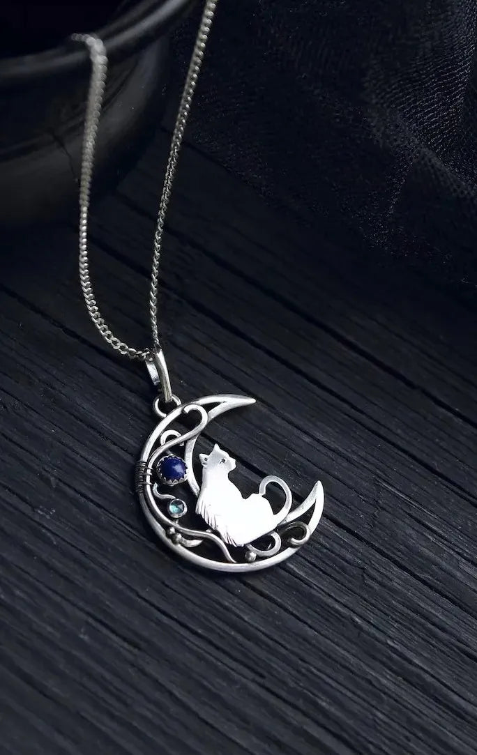 Vintage Cute Cat Moon Zinc Alloy Drop Earrings for Women Fashion Jewelry