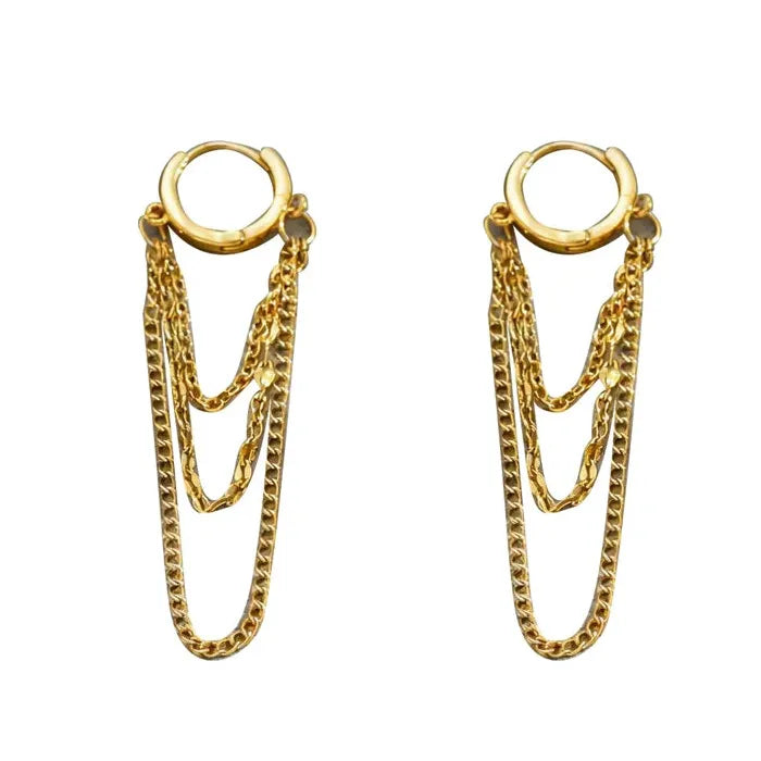 Vintage Zinc Alloy Tassel Chain Drop Hoop Earrings for Women