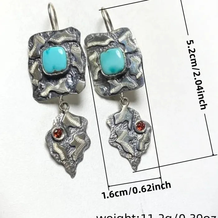 Irregular Geometric Long Pendant Drop Earrings Tribal Turquoise Zinc Alloy Jewelry