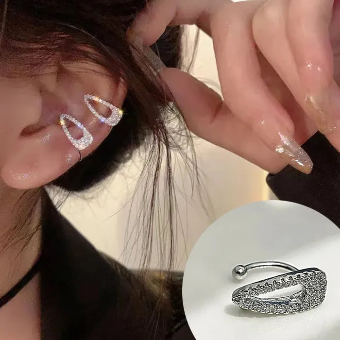 Small Geometric Clip-On Ear Cuff Earrings for Women Zinc Alloy Jewelry