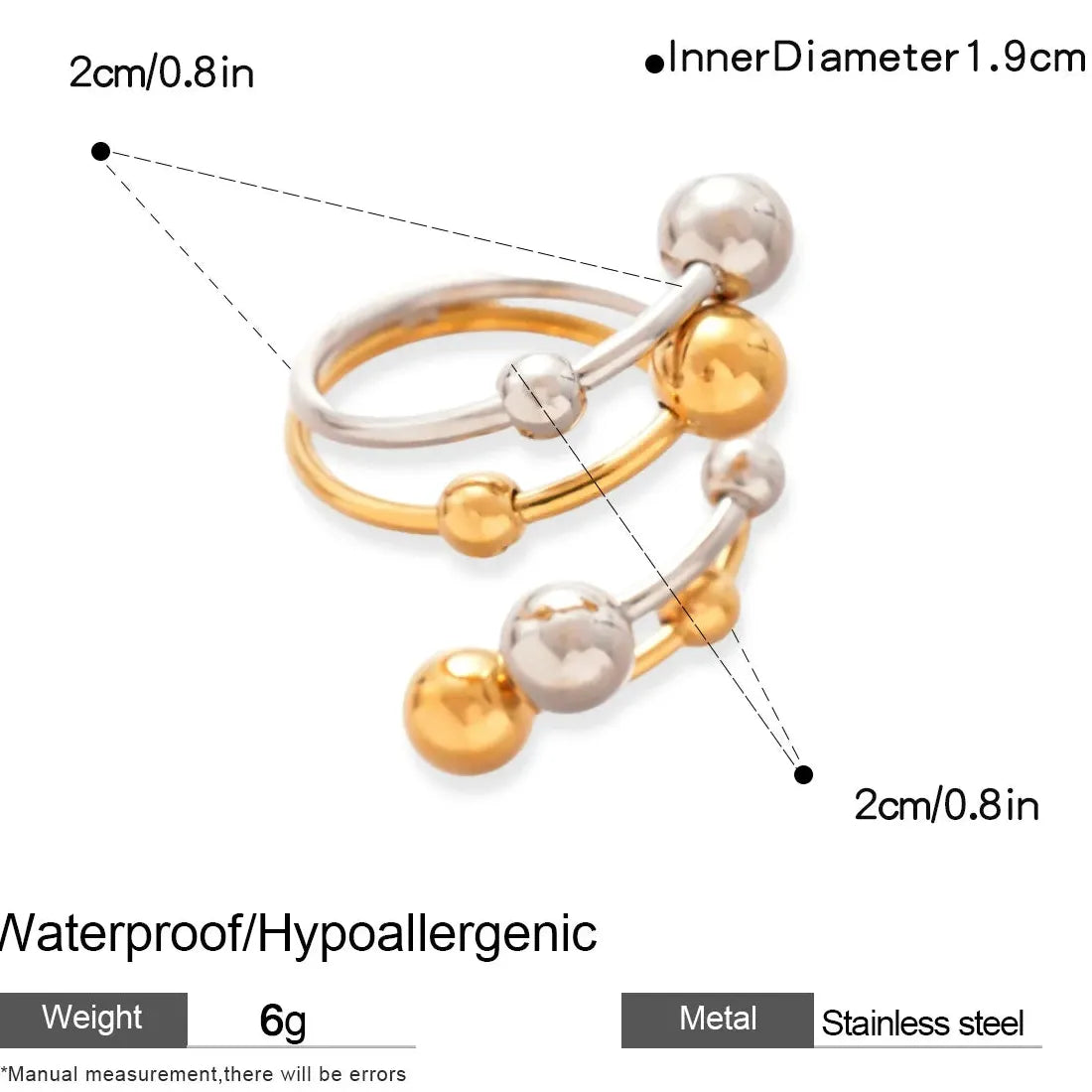 Stainless Steel Irregular Geometric Star Sun Open Ring for Women Punk Jewelry