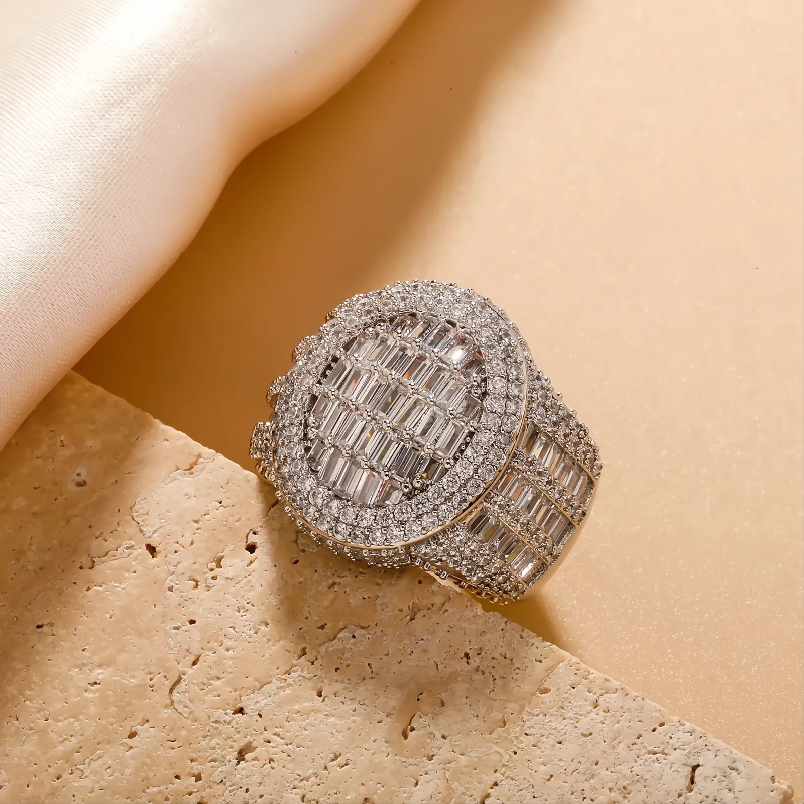 Oval Iced Out Zircon Ring – Gold Silver Color Hip Hop Micro Pave Ring Unisex