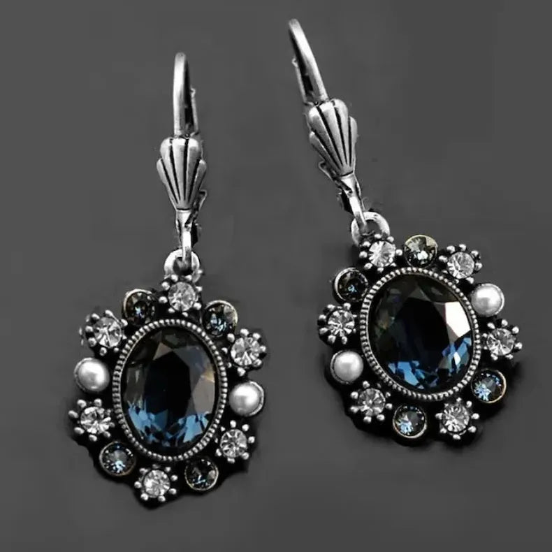 Elegant Imitation Crystal Geometric Drop Earrings Copper Metal Women's Jewelry Gift