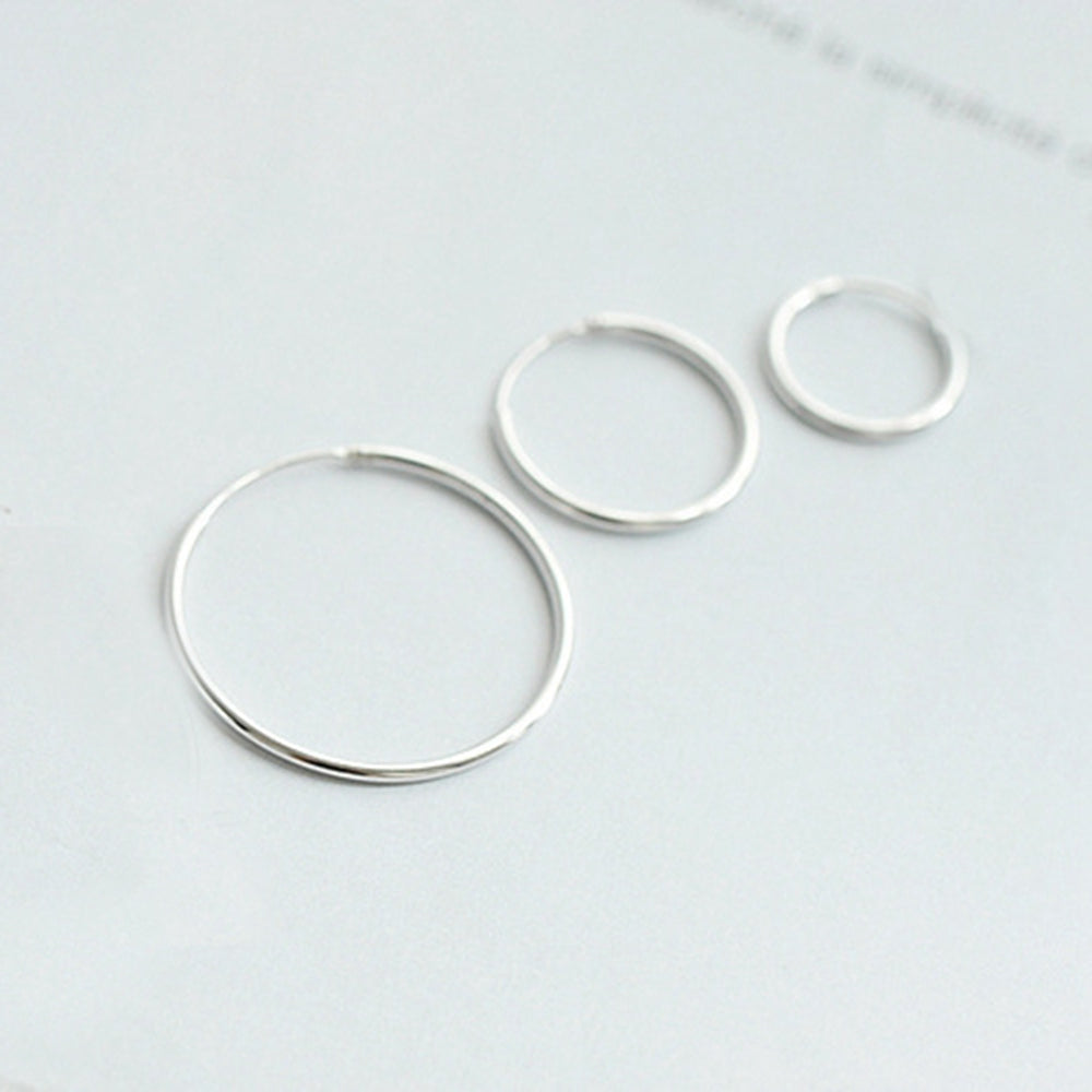 Simple Concise Elegant Women 925 Sterling Sliver Huggie Hoop Earrings