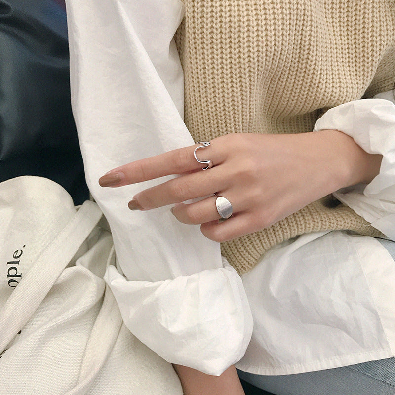 Simple Twisted U Shape 925 Sterling Silver Adjustable Ring