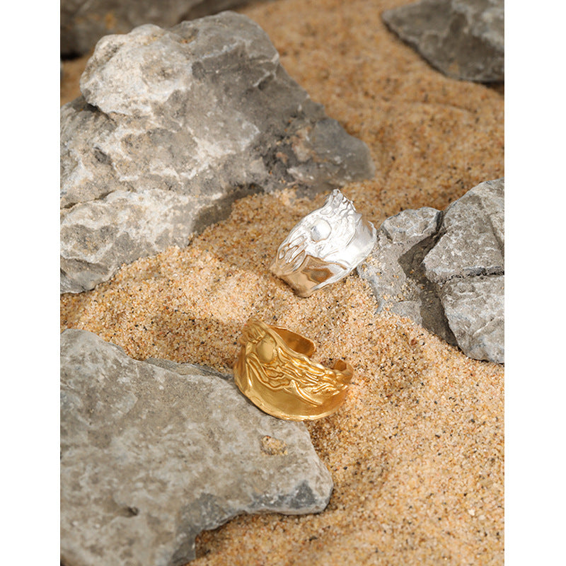 Fashion Moon Shines On The Sea 925 Sterling Silver Adjustable Ring