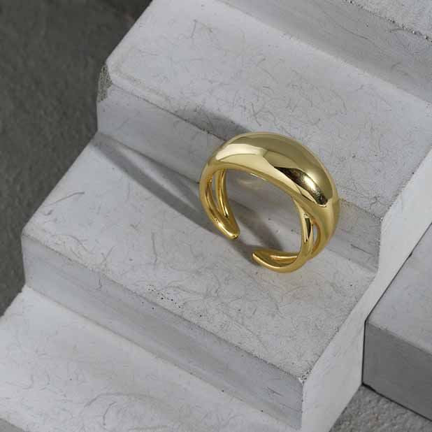 Geometry Oval Ellipse 925 Sterling Silver Adjustable Ring