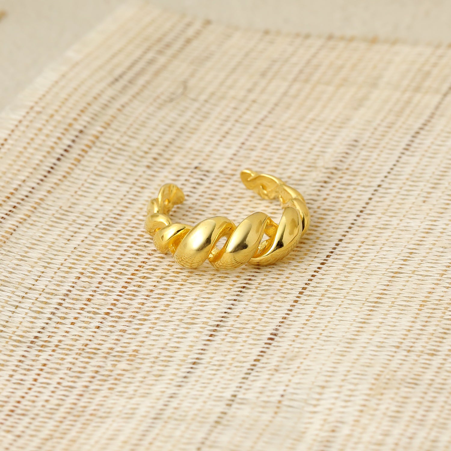 Simple Hollow Out Twisted Rope 925 Sterling Silver Adjustable Ring