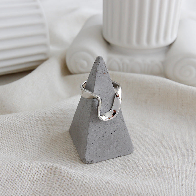 Simple Twisted U Shape 925 Sterling Silver Adjustable Ring