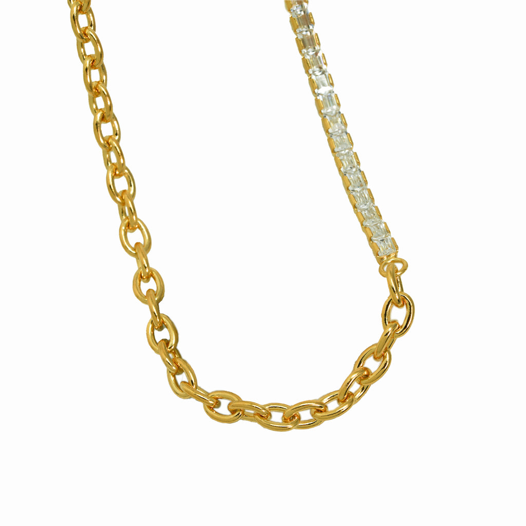 Fashion Montage CZ Chain 925 Sterling Silver Stacking Chain Necklace