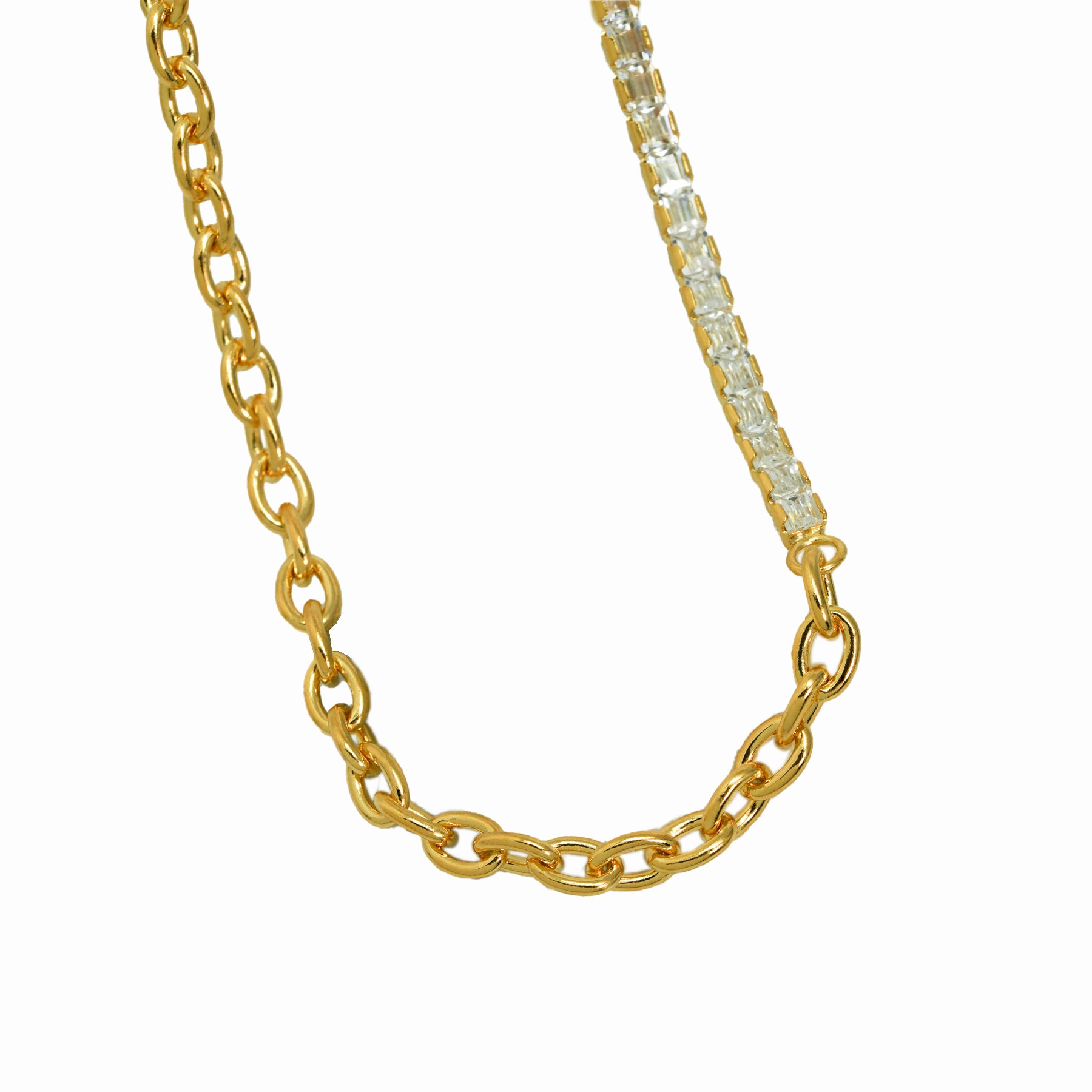 Fashion Montage CZ Chain 925 Sterling Silver Stacking Chain Necklace