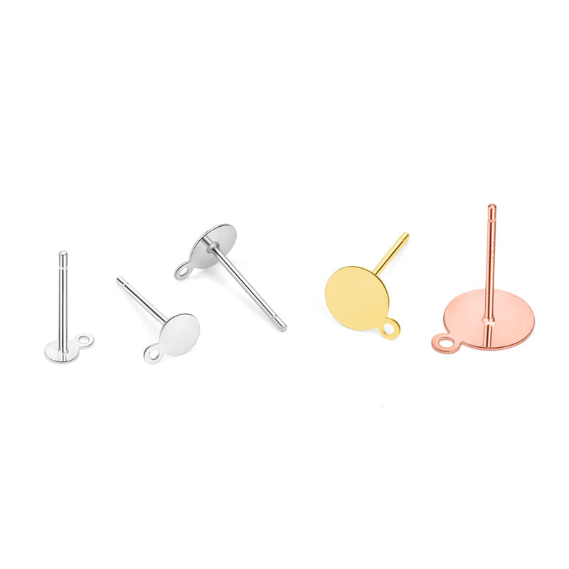 Classic Flat Round Pearl Pinto  925 Sterling Silver Stud Earrings