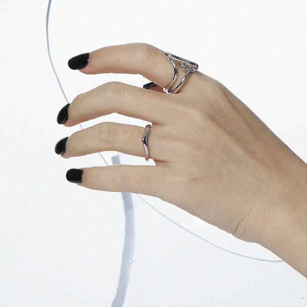 Irregular Fashion Messy Lines Cross 925 Sterling Silver Adjustable Ring