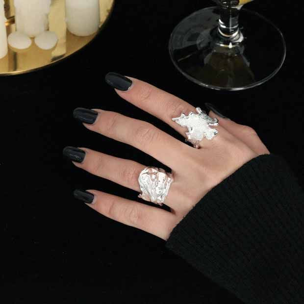 Fashion Irrgular Flame 925 Sterling Silver Adjustable Ring