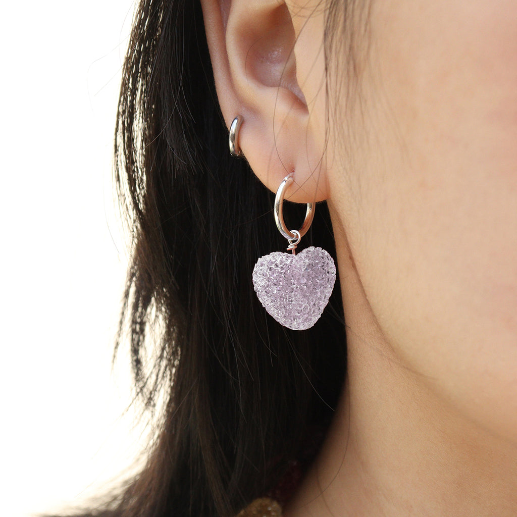 Sweet Colorful Heart Candy 925 Sterling Silver Hoop Earrings