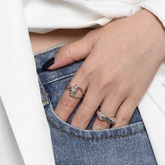 Minimalism Twist Knot 925 Sterling Silver Adjustable Ring