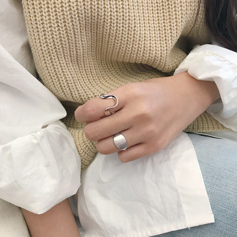 Simple Twisted U Shape 925 Sterling Silver Adjustable Ring