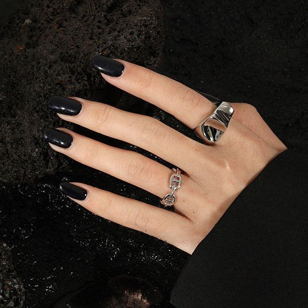 Fashion Glaze Irregular 925 Sterling Silver Adjustable Ring