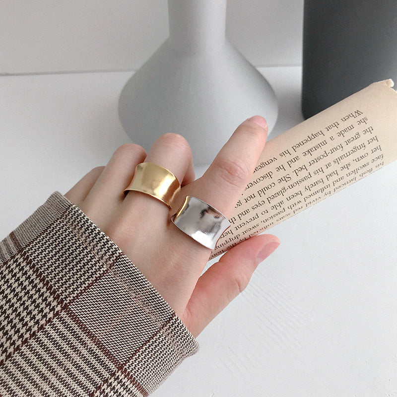 Office Wide Irregular 925 Sterling Silver Adjustable Ring