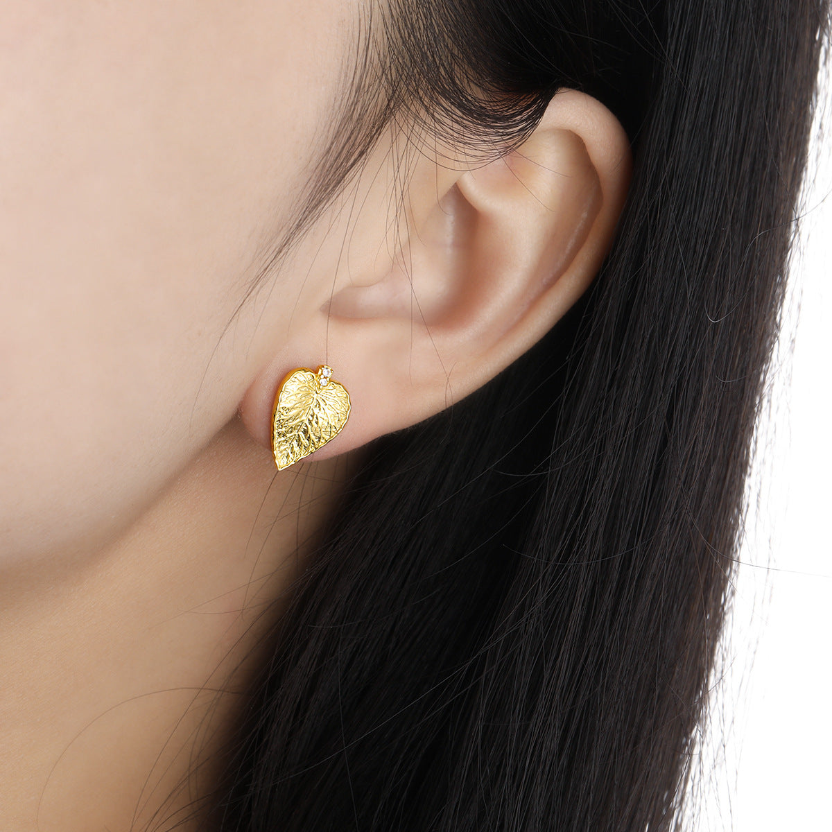 Party Irregular CZ Leaves 925 Sterling Silver Stud Earrings