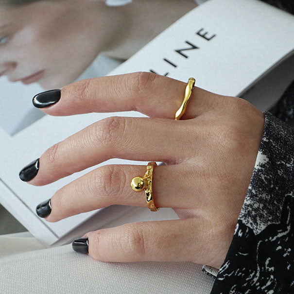 Girl Round Ball Bell 925 Sterling Silver Adjustable Ring