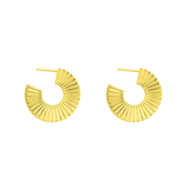 Women Sector Circle 925 Sterling Silver Hoop Earrings