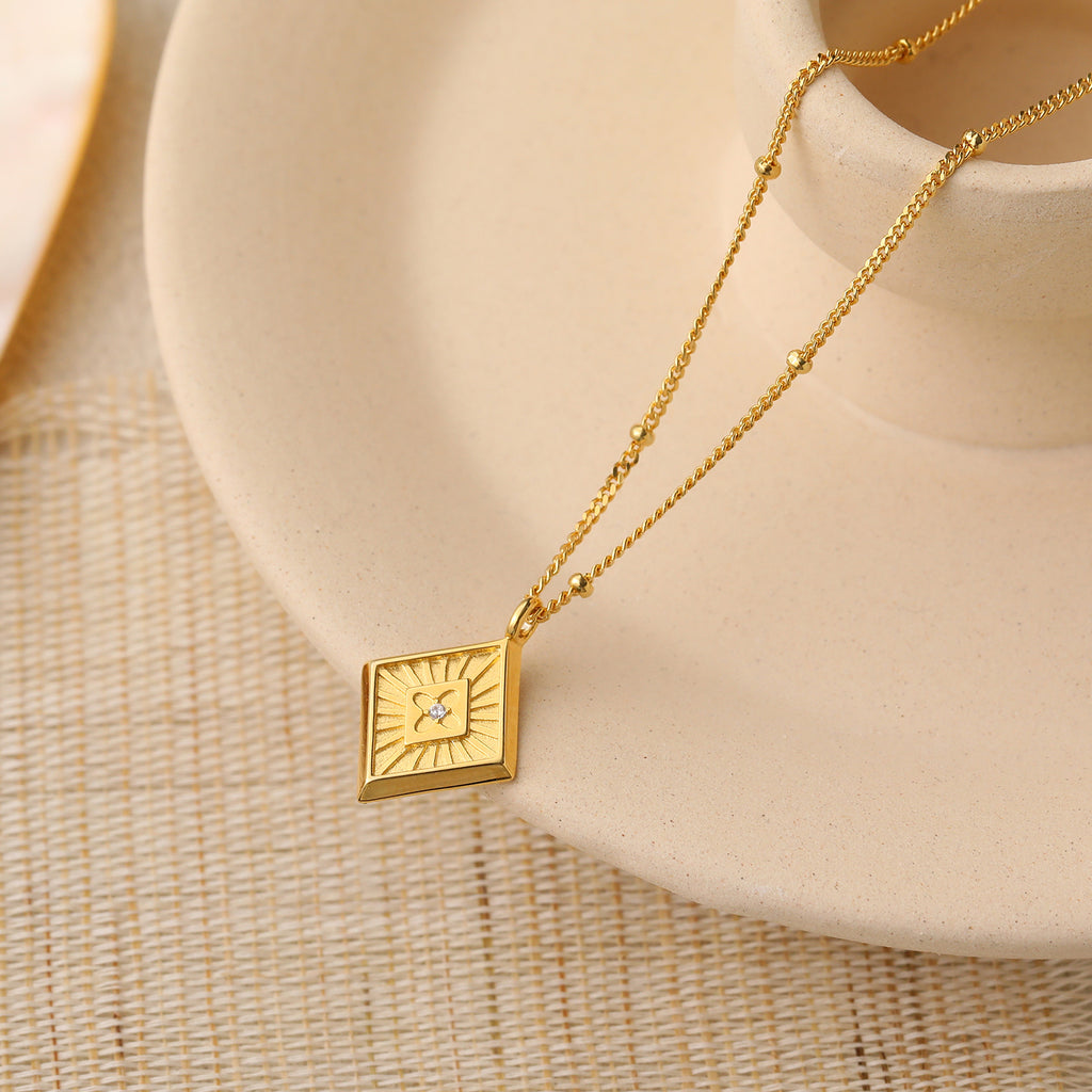 Holiday Geometry Rhombus 925 Sterling Silver Necklace