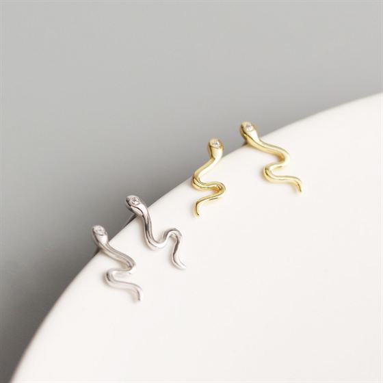 Animal Snake Cute 925 Sterling Silver Stud Earrings