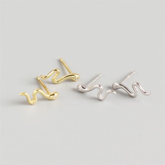 Animal Snake Cute 925 Sterling Silver Stud Earrings