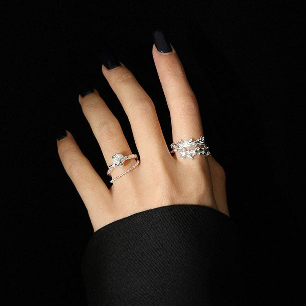 Irregular Cross Fashion 925 Sterling Silver Adjustable Ring