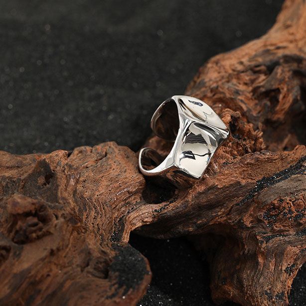 Fashion Glaze Irregular 925 Sterling Silver Adjustable Ring