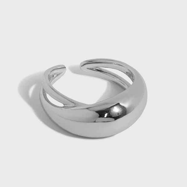 Geometry Oval Ellipse 925 Sterling Silver Adjustable Ring