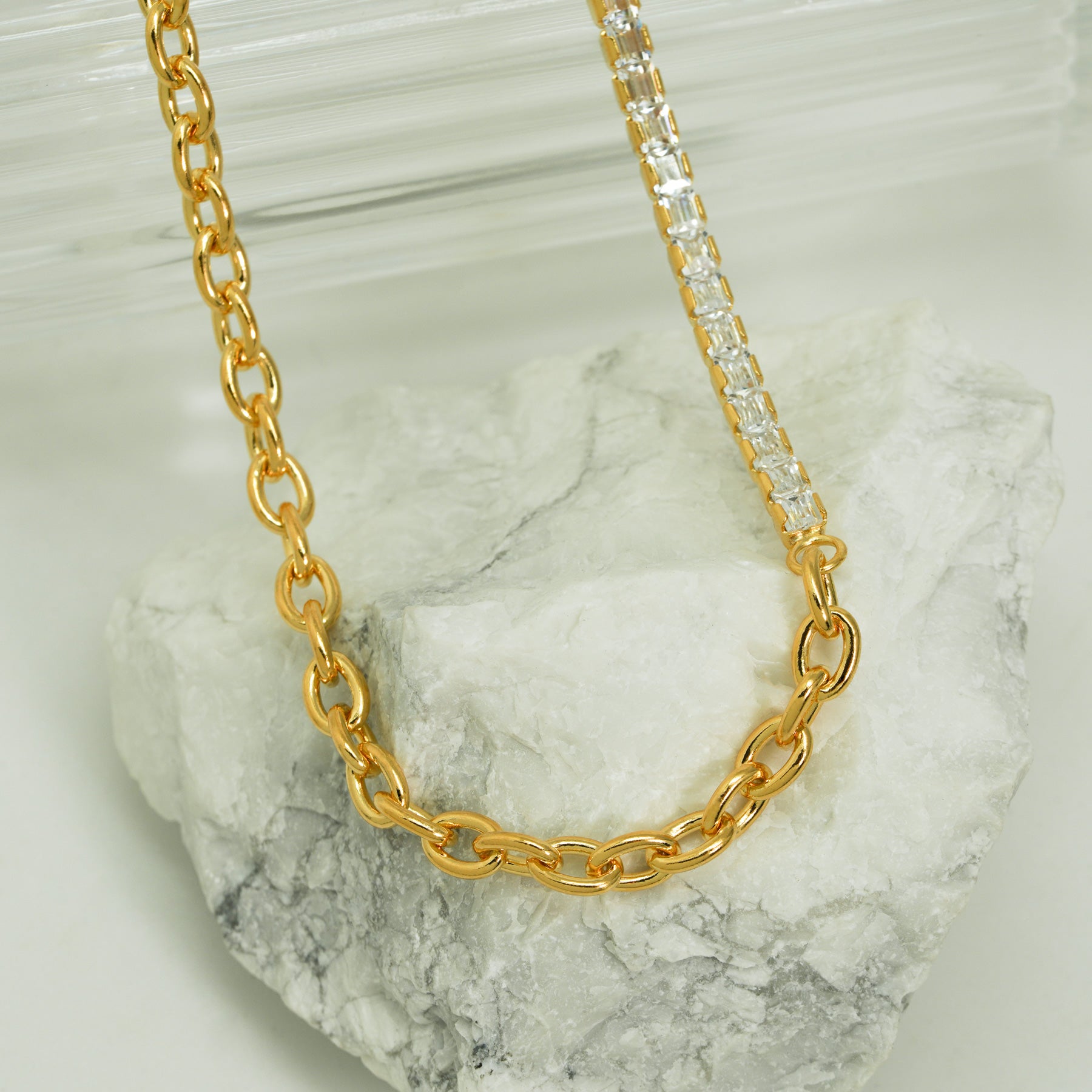 Fashion Montage CZ Chain 925 Sterling Silver Stacking Chain Necklace