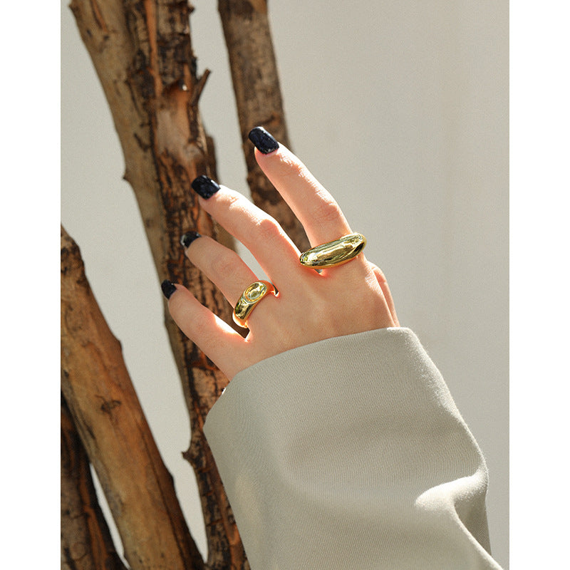 Fashion Geometry Irregular 925 Sterling Silver Adjustable Ring