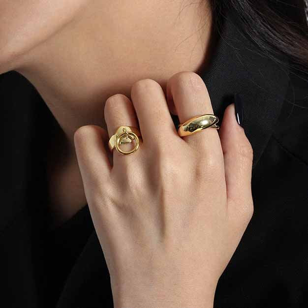 Geometry Oval Ellipse 925 Sterling Silver Adjustable Ring