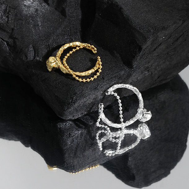 Fashion Double Layer Beads 925 Sterling Silver Adjustable Ring