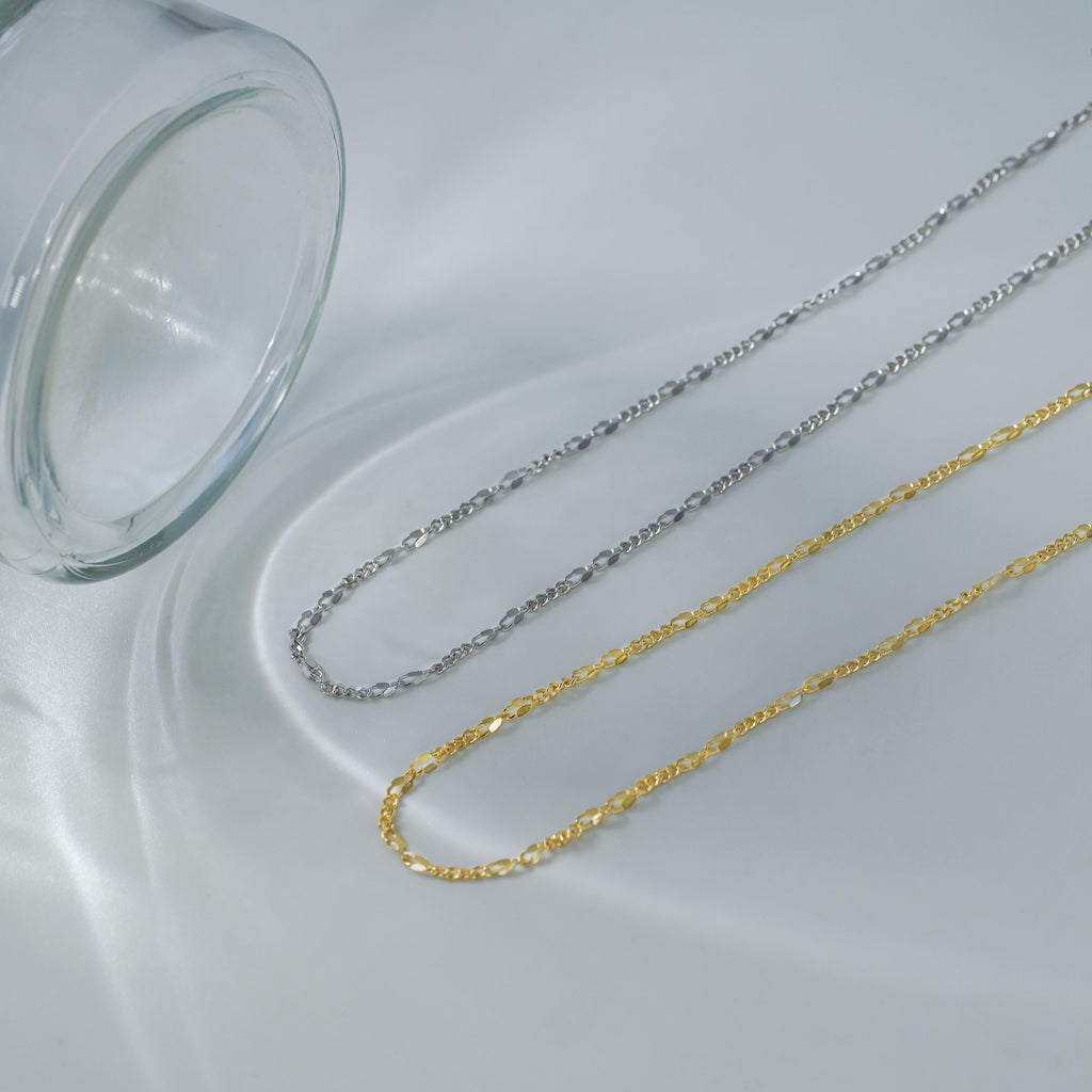 Fashion Irregular Golden Hollow Chain 925 Sterling Silver Necklace