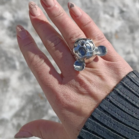 Ring Mickey Mouse Sterling silver 925 ring Ring handmade animal biker men women